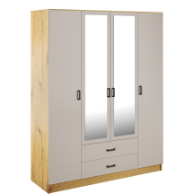 Szafa z lustrem 4-drzwiowa z szufladami KAMI Dąb Artisan / Kaszmir Mat KAMI Podstawowe