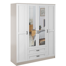 Szafa z lustrem 4-drzwiowa z szufladami KAMI RAMA Kaszmir Mat / Biały Mat KAMI Podstawowe