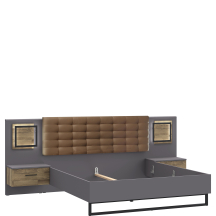 Łóżko 180 x 200 z oświetleniem i szafkami nocnymi SRBL1184B-C778 SIRIUS BLACK Podstawowe