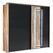 Szafa przesuwna 280 cm z oświetleniem SRCSET01B-C837 Dąb Klepkowy / Dąb Czarny SIRIUS CROWN Podstawowe