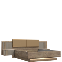 Łóżko 160 x 200 z oświetleniem i szafkami nocnymi SVNL1162B-M758 SAVONA Podstawowe