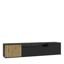 Szafka RTV ROSS 200 cm wisząca Dąb Artisan / Czarny Mat Podstawowe (1)