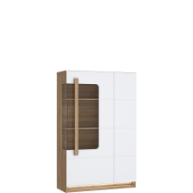 Kredens 90 cm z oświetleniem Prawa ATNV511RB-M743 Dąb Riviera / Biały Połysk ATTENTION Podstawowe