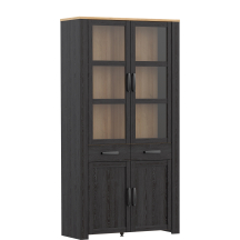 Witryna podwójna wysoka BHLV822-M954 Dąb Riviera / Dąb Cabezone CHISBURY Podstawowe