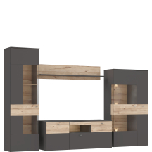 Zestaw mebli do salonu 320 cm COMM01B-C175 Uni Wolfram Szary / Deska Dębowa COMO Podstawowe