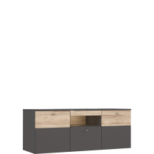 Szafka RTV z oświetleniem 150 cm COMT131B-C175 Uni Wolfram Szary / Deska Dębowa COMO Podstawowe