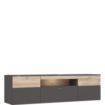 Szafka RTV z oświetleniem 210 cm COMT133B-C175 Uni Wolfram Szary / Deska Dębowa COMO Podstawowe
