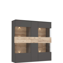 Kredens 150 cm z oświetleniem COMV521B-C175 Uni Wolfram Szary / Deska Dębowa COMO Podstawowe