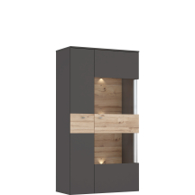 Witryna Prawa 90 cm z oświetleniem COMV623RB-C175 Uni Wolfram Szary / Deska Dębowa COMO Podstawowe