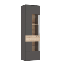 Witryna wąska Lewa z oświetleniem 60 cm COMV711LB-C175 Uni Wolfram Szary / Deska Dębowa COMO Podstawowe