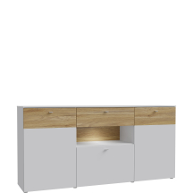 Komoda z oświetleniem 1 szuflada 3 drzwi COMK233BT-M742 Secret Grey / Dąb Mauvella COMO Podstawowe