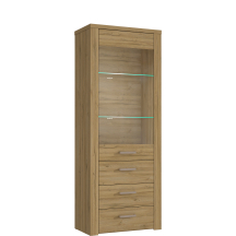 Witryna 80 cm z szufladami i oświetleniem PRTV74B-D67 Dąb Postarzany PORTLAND Podstawowe