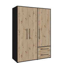 Szafa ubraniowa 3-drzwiowa MKSS833-M788 Czarny / Dąb Artisan JUPITER Podstawowe