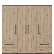 Szafa ubraniowa 4-drzwiowa MKSS841-M788 Czarny / Dąb Artisan JUPITER Podstawowe
