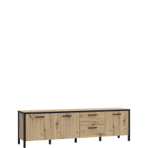 Szafka RTV 185 cm KIRIKUS KUST141L-C934 Dąb Artisan / Czarny Podstawowe