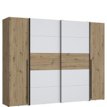 Szafa z drzwiami przesuwnymi i uchylnymi NRGS82511-C830 Dąb Artisan / Biały NARAGO Podstawowe