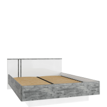 Łóżko 160 x 200 ze stelażem i pojemnikiem BGVL1162B-M765 Biały / Loftwood BUGANVILLA Podstawowe