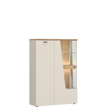 Kredens dwudrzwiowy Lewy z oświetleniem CTUV02L Kaszmir / Dąb Coast Evoke CUT OUT Podstawowe