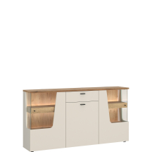Komoda 160 cm z oświetleniem CTUK01 Kaszmir / Dąb Coast Evoke CUT OUT Podstawowe