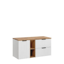 Szafka łazienkowa wisząca z blatem i koszem na pranie 140 cm ADEL WHITE Podstawowe