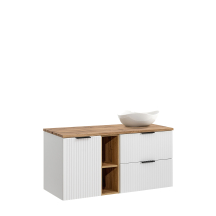 Szafka łazienkowa wisząca z koszem na pranie i umywalką 120 cm ADEL WHITE Podstawowe