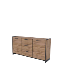 Komoda dwudrzwiowa z 3 szufladami Dąb Wotan / Czarny AMINO Podstawowe