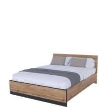 Łóżko 160 x 200 bez stelaża Dąb Wotan / Czarny AMINO Podstawowe