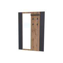 Panel z wieszakami i lustrem do przedpokoju Dąb Wotan / Czarny AMINO Podstawowe