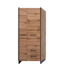 Szafa dwudrzwiowa z szufladami Dąb Wotan / Czarny AMINO Podstawowe