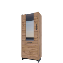 Witryna dwudrzwiowa wysoka Dąb Wotan / Czarny AMINO Podstawowe