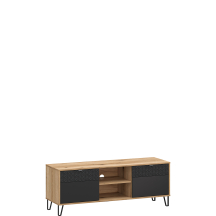 Dwudrzwiowa szafka RTV Dąb Evok / Czarny BELLANO Podstawowe