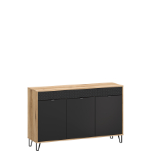 Komoda trzydrzwiowa na metalowych nóżkach Dąb Evok / Czarny BELLANO Podstawowe