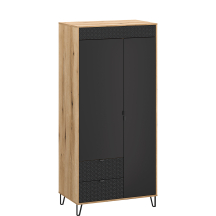 Dwudrzwiowa szafa z szufladami Dąb Evok / Czarny BELLANO Podstawowe