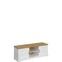 Szafka RTV 2 półki i 2 drzwi Biały / Dąb Harbor RIVA Podstawowe