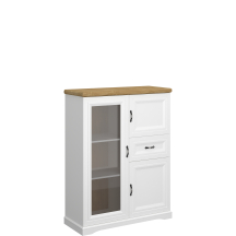 Niska witryna z szafkami i szufladą Biały / Dąb Harbor RIVA Podstawowe