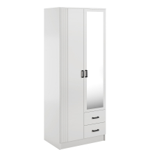 Szafa z lustrem dwudrzwiowa z ryflowanym frontem KAMI Biały Mat KAMI Podstawowe