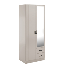 Szafa z lustrem dwudrzwiowa z ryflowanym frontem KAMI Kaszmir Mat KAMI Podstawowe