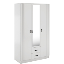 Szafa z lustrem trzydrzwiowa z ryflowanym frontem KAMI Biały Mat KAMI Podstawowe