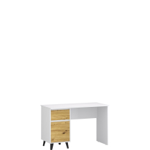 Biurko 120 cm z szufladą i drzwiami BORG Biały Mat / Dąb Artisan BORG Podstawowe
