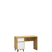 Biurko 120 cm z szufladą i drzwiami BORG Dąb Artisan / Biały Mat BORG Podstawowe