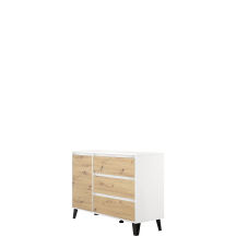 Komoda jednodrzwiowa z 3 szufladami BORG Biały Mat / Dąb Artisan BORG Podstawowe