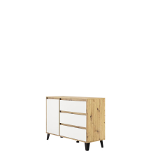 Komoda jednodrzwiowa z 3 szufladami BORG Dąb Artisan / Biały Mat BORG Podstawowe