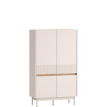 Komoda wysoka szafka 4 drzwi ryflowane Kaszmir DUNEA Podstawowe