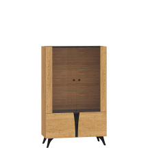 Kredens z witryną Dąb Baltic / Czarny TOSCANIA Podstawowe