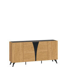 Komoda z cichym domykiem 4-drzwiowa 170 cm Dąb Baltic / Czarny TOSCANIA Podstawowe