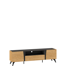 Szafka RTV pod telewizor z szufladą i drzwiami Dąb Baltic / Czarny TOSCANIA Podstawowe