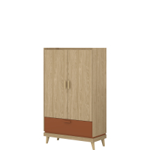 Bieliźniarka dwudrzwiowa z szufladą Dąb Olej / Ceglany 24KSND38 TYP-38 SCANDI Podstawowe