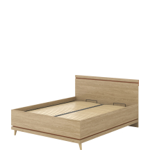 Łóżko 160 x 200 ze stelażem i pojemnikiem Dąb Olej / Ceglany 24KSND51 TYP-51 SCANDI Podstawowe
