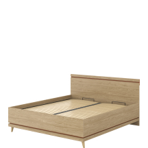 Łóżko 180 x 200 ze stelażem i pojemnikiem Dąb Olej / Ceglany 24KSND52 TYP-52 SCANDI Podstawowe