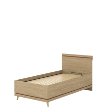 Łóżko 100 x 200 ze stelażem i pojemnikiem Dąb Olej / Ceglany 24KSND54 TYP-54 SCANDI Podstawowe